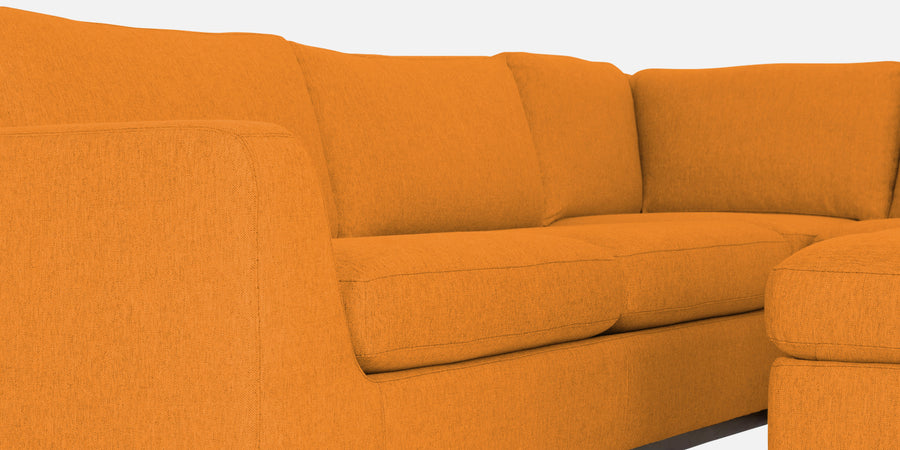 Freedom Velvet 6 Seater Lhs Corner Sofa In Tangerine Orange Colour With Ottoman - Febonic Living