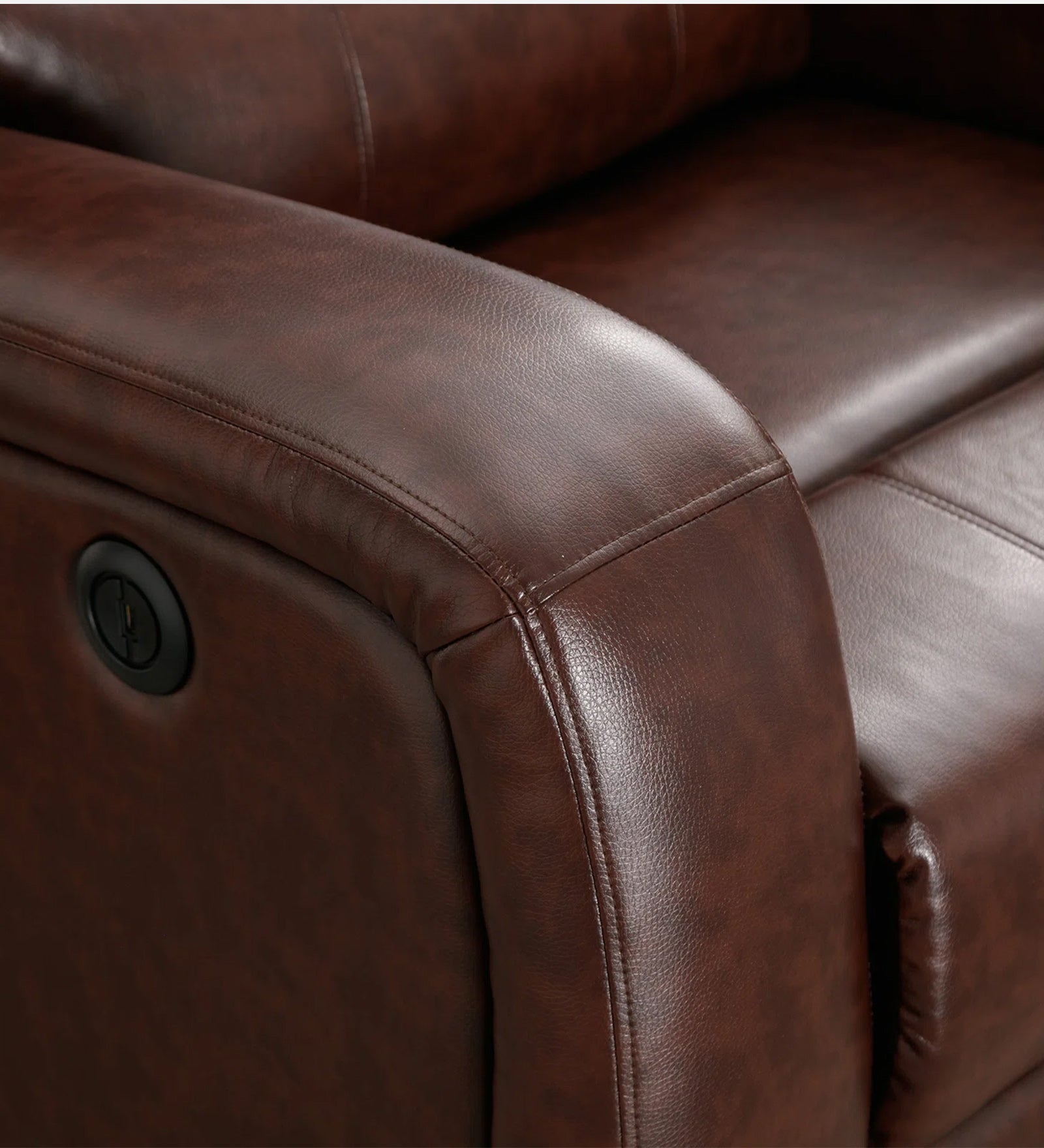 Mason Leather Motoorized 1 Seater Recliner In Dark Brown Faux Leather Finish