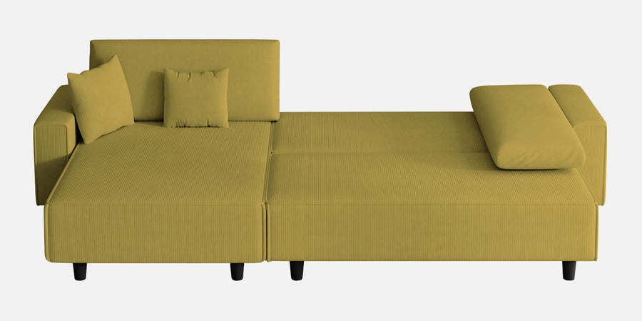 Peach Fabric Rhs 6 Seater Sofa Cum Bed With Storage In Parrot Green Colour - Febonic Living