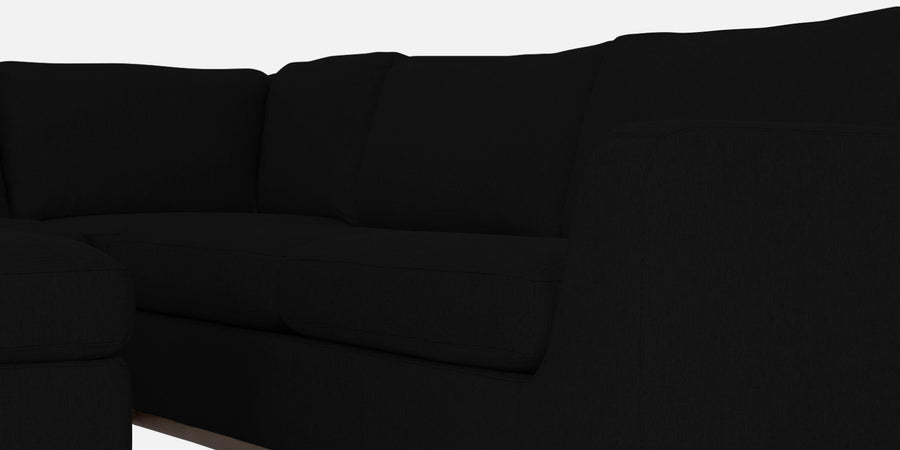 Freedom Velvet 6 Seater Rhs Corner Sofa In Adam Black Colour With Ottoman - Febonic Living