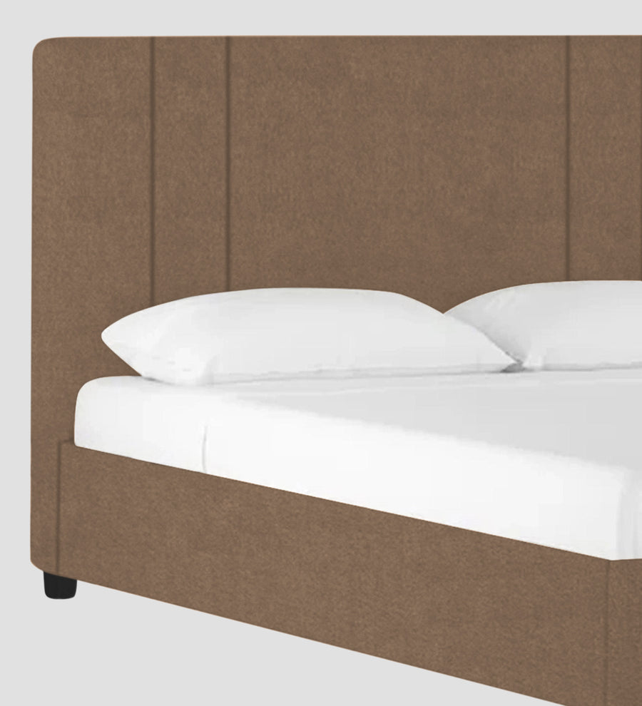Asyra Velvet Upholstered King Size Bed In Mocha Mouse Colour With Box Storage - Febonic Living