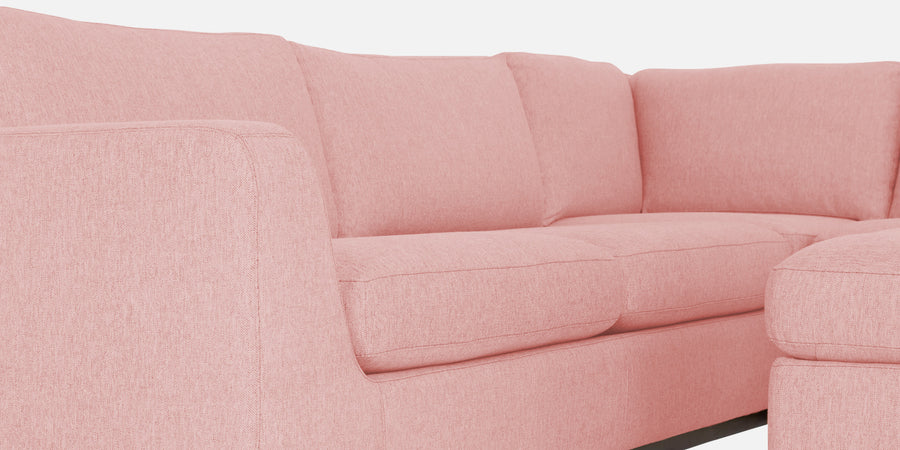 Freedom Velvet 6 Seater Lhs Corner Sofa In Millennial Pink Colour With Ottoman - Febonic Living
