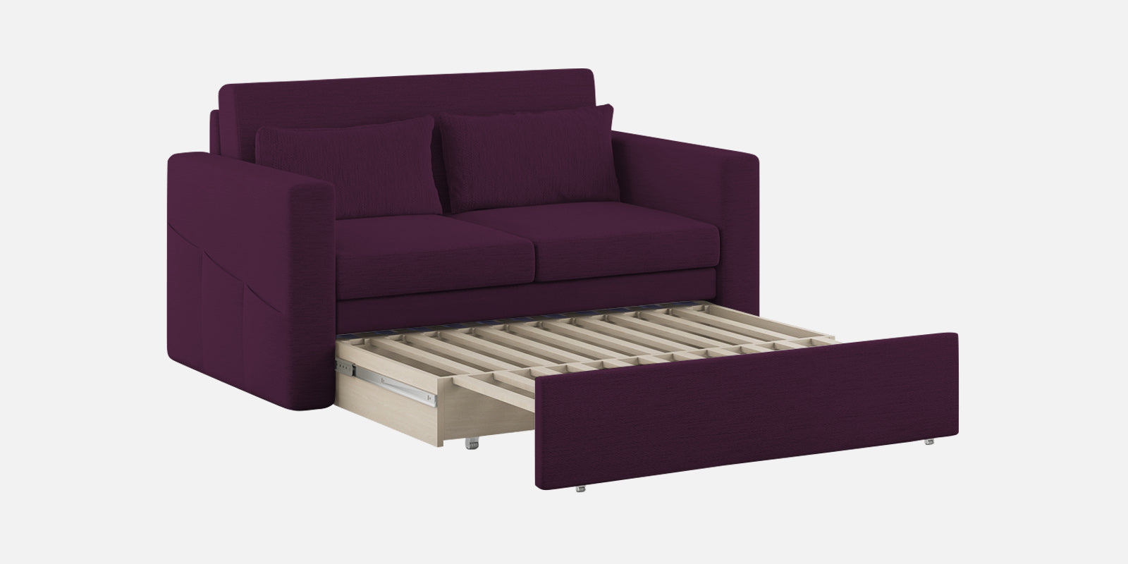 River Fabric 2 Seater Pull Out Sofa Cum Bed In Greek Purple Colour