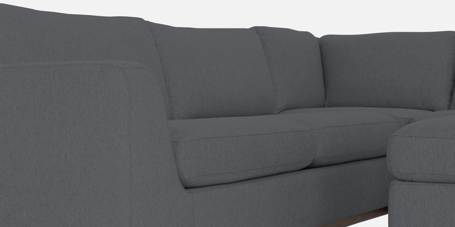 Freedom Velvet 6 Seater Lhs Corner Sofa In Pubble Grey Colour With Ottoman - Febonic Living
