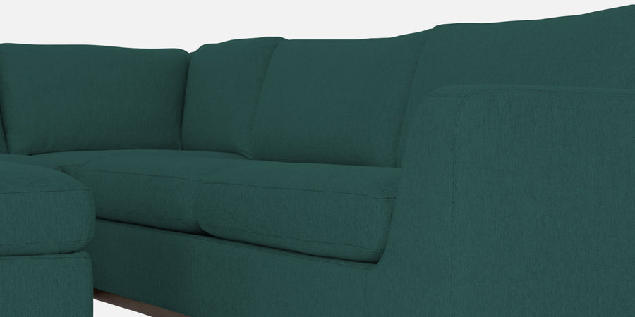 Freedom Velvet 6 Seater Rhs Corner Sofa In Pine Green Colour With Ottoman - Febonic Living