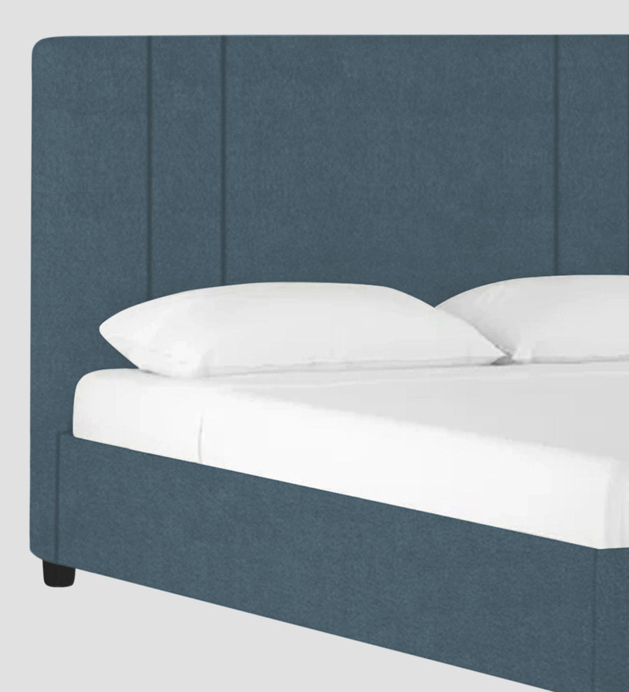 Asyra Velvet Upholstered King Size Bed In Oxford Blue Colour With Box Storage - Febonic Living