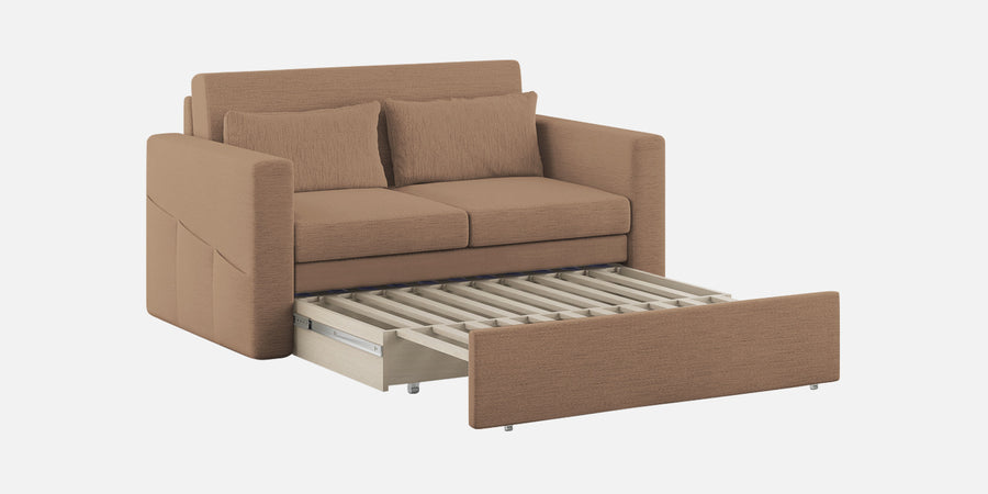 River Fabric 2 Seater Pull Out Sofa Cum Bed In Cookie Beige Colour - Febonic Living