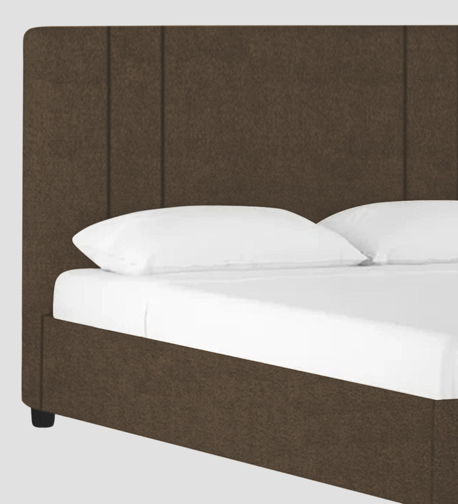 Asyra Velvet Upholstered King Size Bed In Shade Brown Colour With Box Storage - Febonic Living