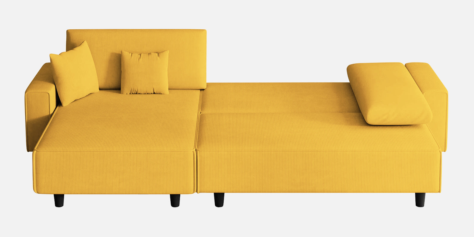 Peach Fabric RHS 6 Seater Sectional Sofa Cum Bed With Storage In Bold Yellow Colour