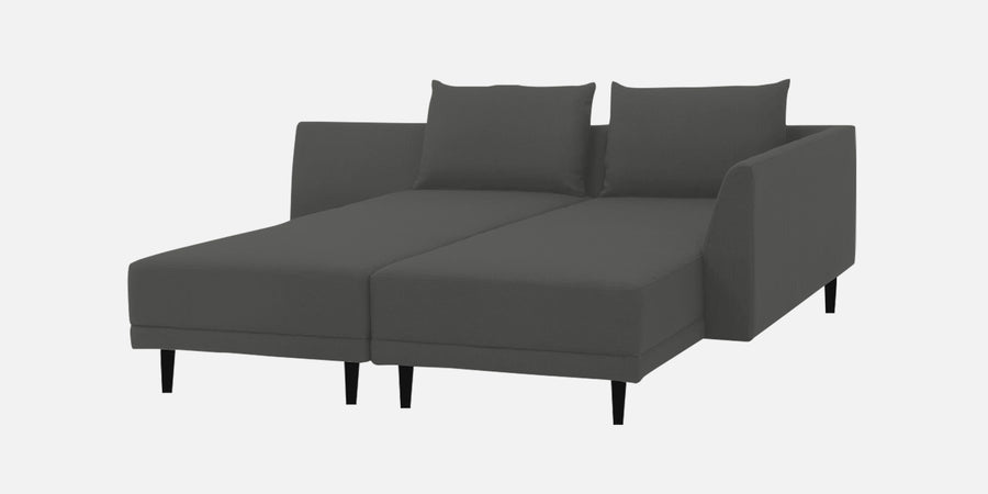 Ira Fabric Lhs 6 Seater Convertible Sofa Cum Bed In Charcoal Grey Colour - Febonic Living