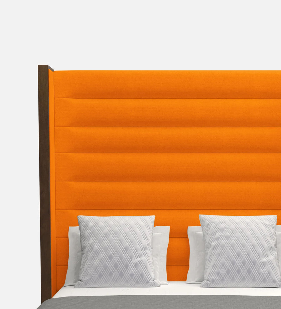 Sunny Fabric Upholstered King Size Bed In Vivid Orange Colour - Febonic Living