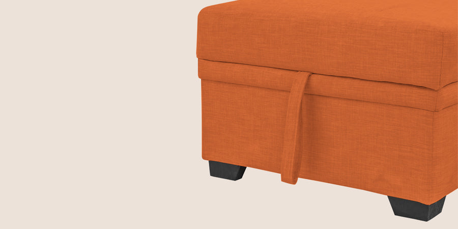 Jody Fabric 3 Seater Pull Out Sofa Cum Bed In Vivid Orange Colour With Storage - Febonic Living