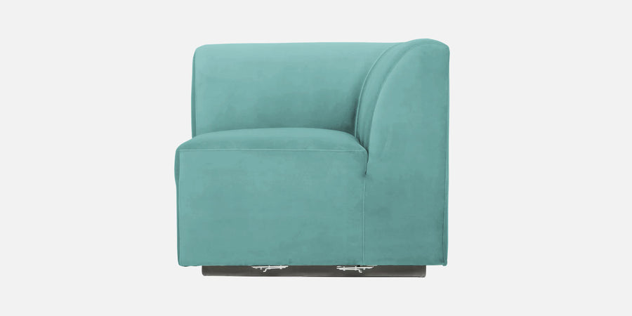 Bufa Velvet Rhs Sectional Sofa In Aqua Blue Colour With Ottoman - Febonic Living