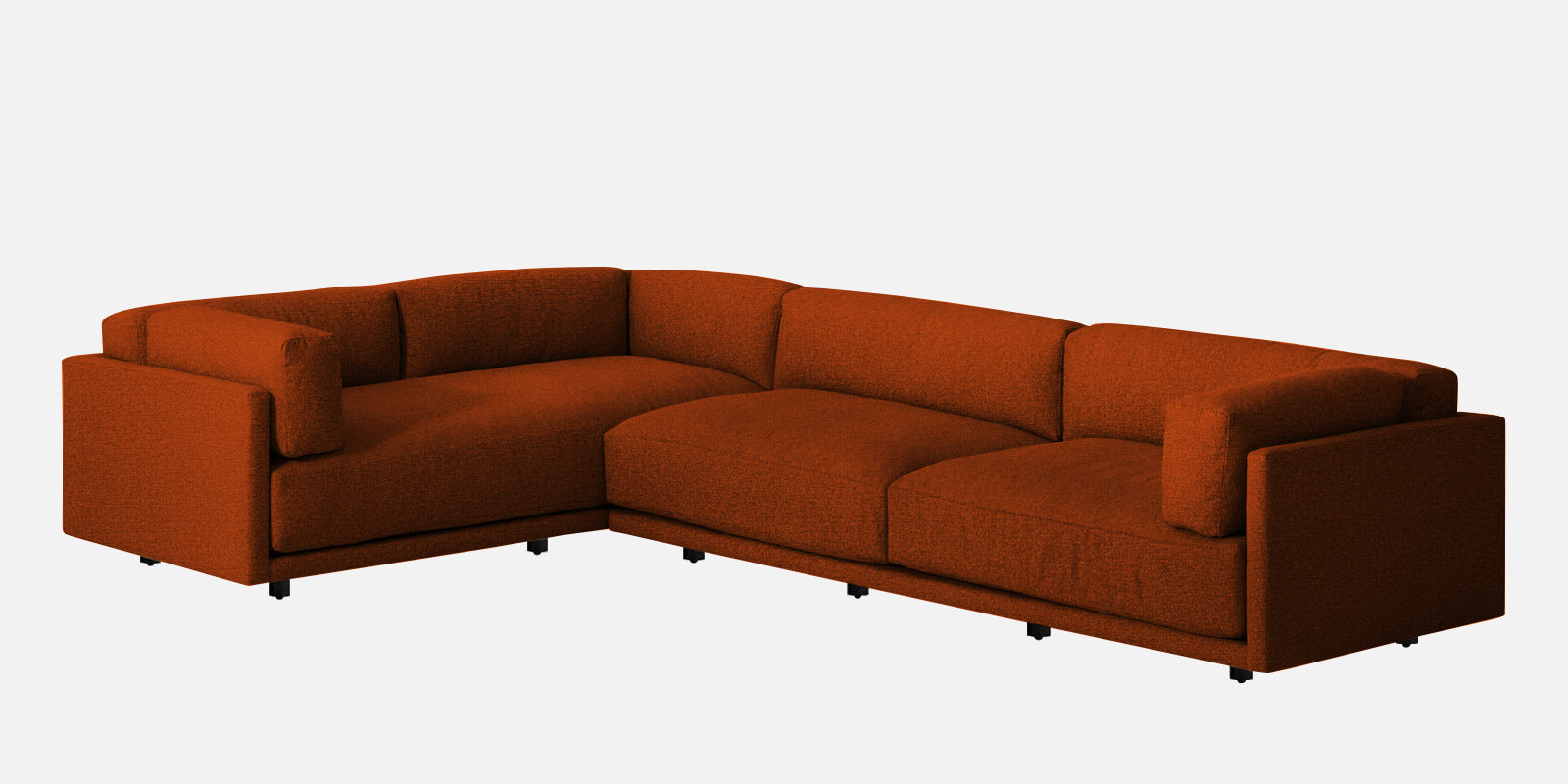 Nixon Fabric 6 Seater LHS Sectional Sofa In Burnt Orange Colour