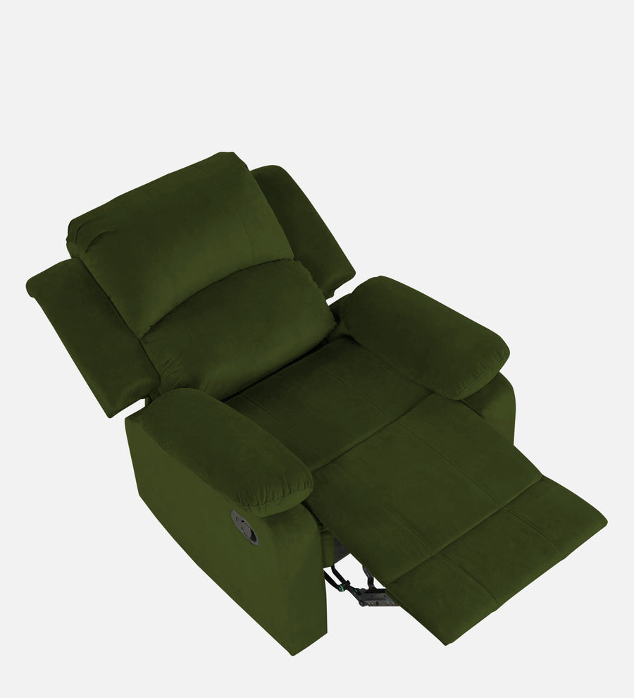 Henry Fabric 1 Seater Motorized Recliner In Olive Green Colour - Febonic Living