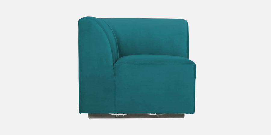 Bufa Velvet Lhs Sectional Sofa In Arabian Green Colour With Ottoman - Febonic Living