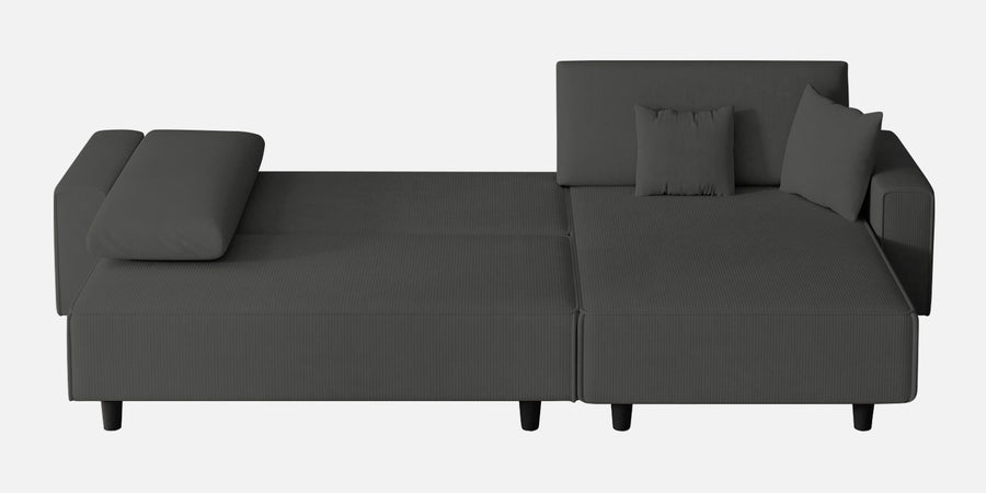 Peach Fabric Lhs 6 Seater Sofa Cum Bed With Storage In Charcoal Grey Colour - Febonic Living