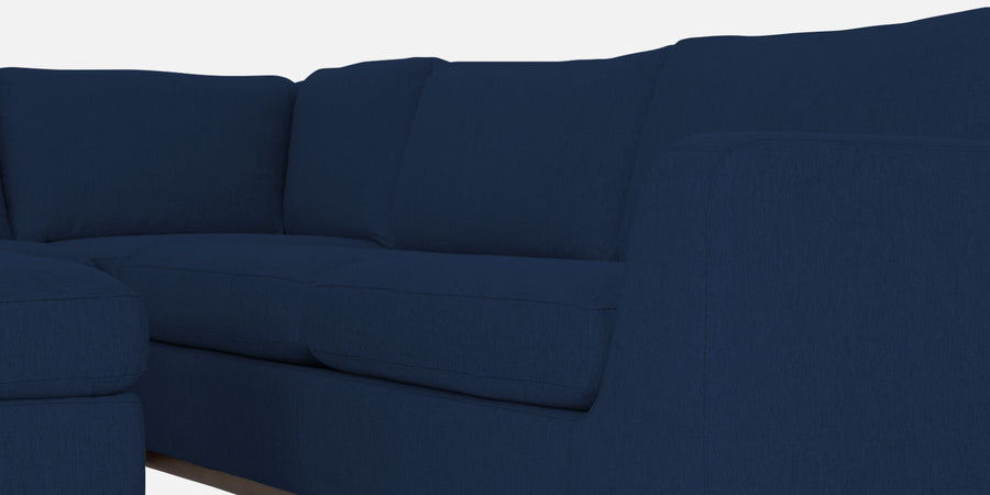 Freedom Velvet 6 Seater Rhs Corner Sofa In Imperial Blue Colour With Ottoman - Febonic Living