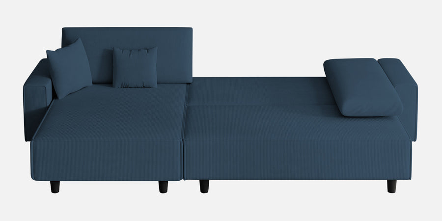 Peach Fabric Rhs 6 Seater Sofa Cum Bed With Storage In Light Blue Colour - Febonic Living