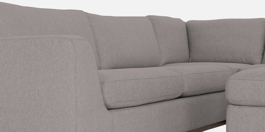Freedom Velvet 6 Seater Lhs Corner Sofa In Pearl Grey Colour With Ottoman - Febonic Living