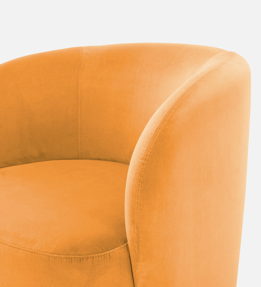 Lucky Velvet Lounge Chair In Tangerine Orange Colour - Febonic Living