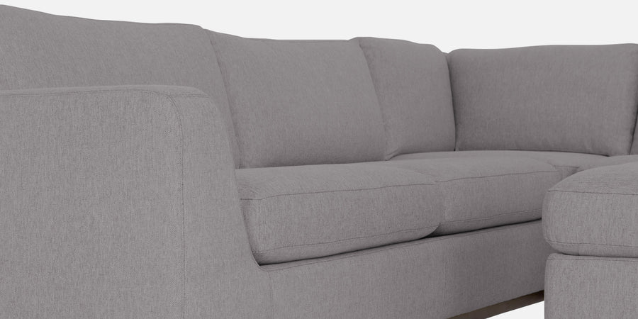 Freedom Velvet 6 Seater Lhs Corner Sofa In Concrete Grey Colour With Ottoman - Febonic Living