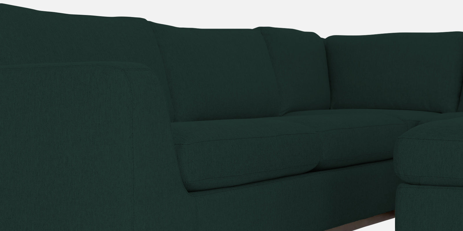 Freedom Velvet 6 Seater LHS Sectional Sofa In Forest Green Colour With Ottoman