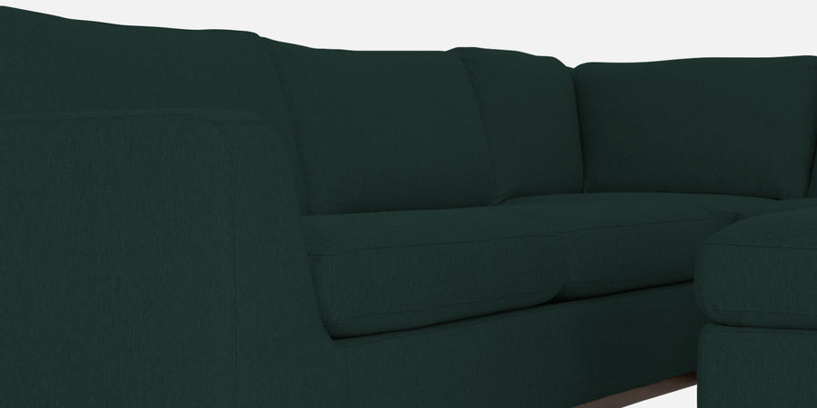 Freedom Velvet 6 Seater Lhs Corner Sofa In Forest Green Colour With Ottoman - Febonic Living