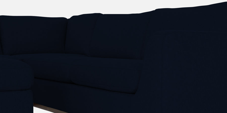 Freedom Velvet 6 Seater Rhs Corner Sofa In Dark Blue Colour With Ottoman - Febonic Living