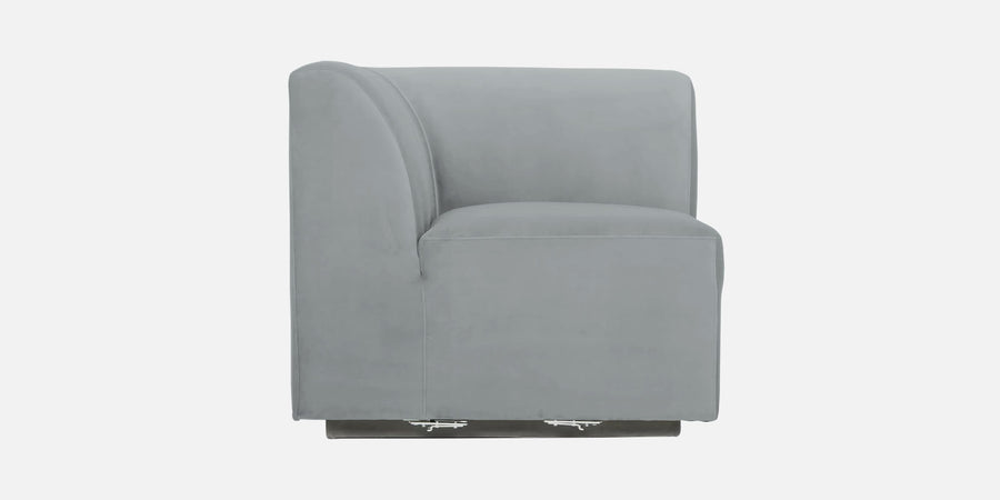 Bufa Velvet Lhs Sectional Sofa In Pearl Grey Colour With Ottoman - Febonic Living