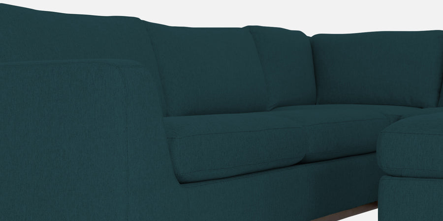Freedom Velvet 6 Seater Lhs Corner Sofa In Arabian Green Colour With Ottoman - Febonic Living