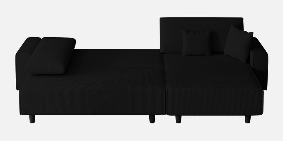 Peach Fabric Lhs 6 Seater Sofa Cum Bed With Storage In Zed Black Colour - Febonic Living