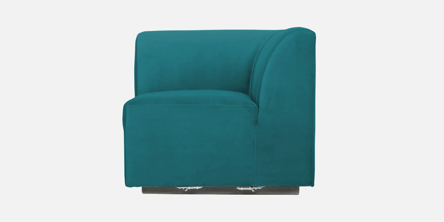 Bufa Velvet Rhs Sectional Sofa In Arabian Green Colour With Ottoman - Febonic Living