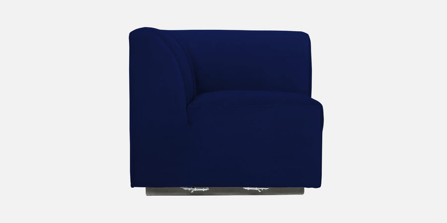 Bufa Velvet Lhs Sectional Sofa In Dark Blue Colour With Ottoman - Febonic Living