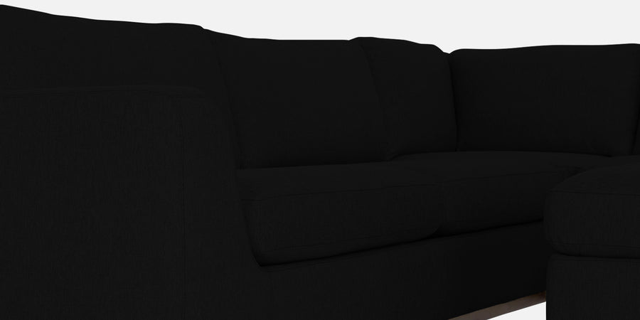 Freedom Velvet 6 Seater Lhs Corner Sofa In Adam Black Colour With Ottoman - Febonic Living