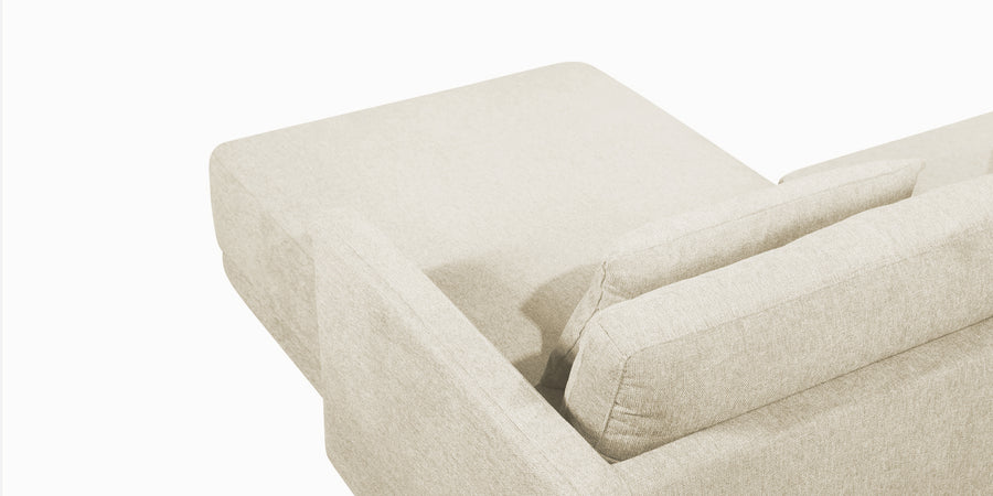 Kera Fabric Lhs Sectional Sofa 3 Lounger In Ivory Cream Colour - Febonic Living