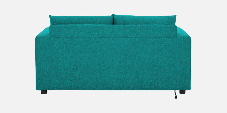 Roman Fabric 3 Seater Foldable Sofa Cum Bed In Sea Green Colour With Usb Port - Febonic Living