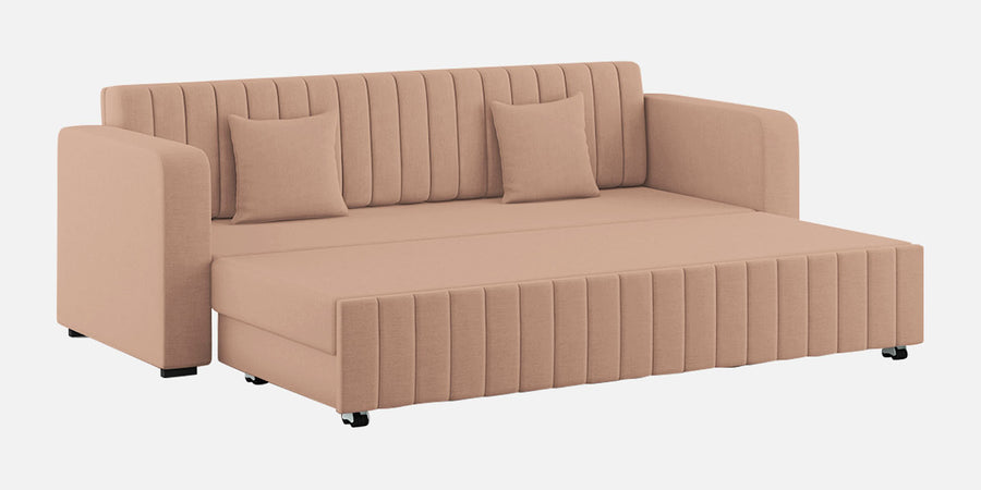 Calra Fabric 3 Seater Pull Out Sofa Cum Bed In Cosmic Beige Colour With Storage - Febonic Living