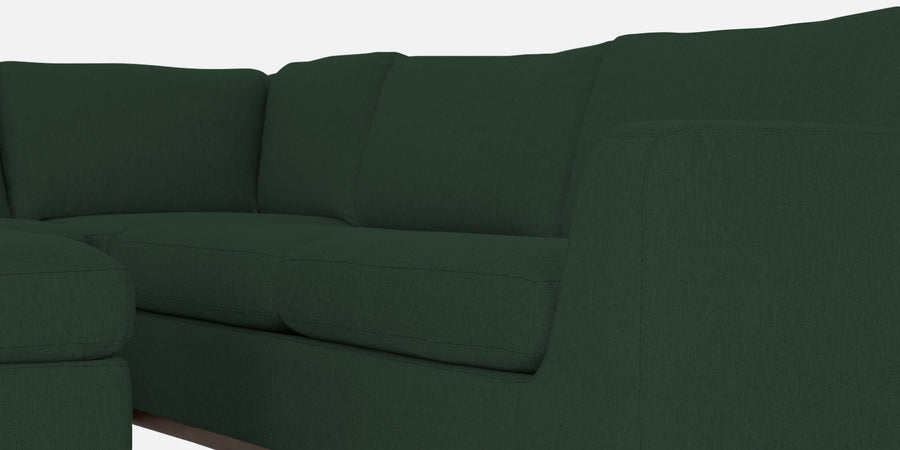 Freedom Velvet 6 Seater Rhs Corner Sofa In Amazon Green Colour With Ottoman - Febonic Living