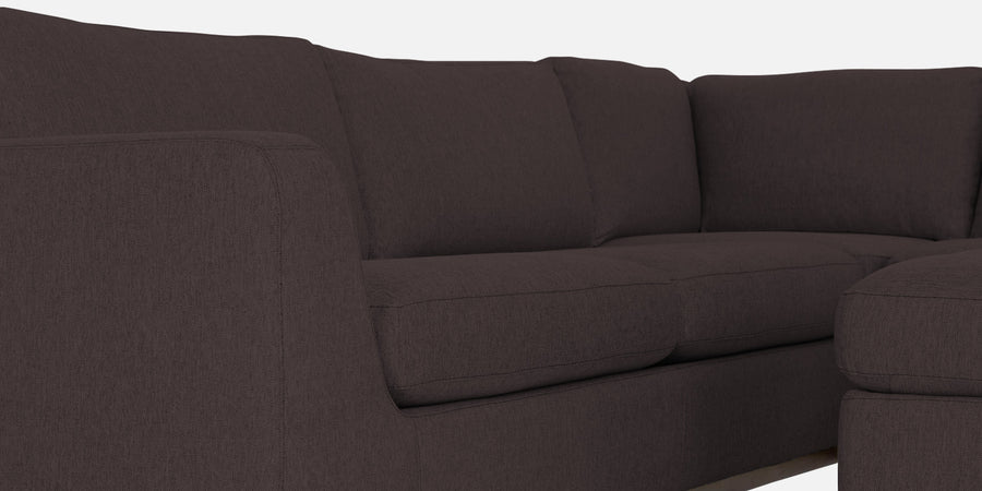 Freedom Velvet 6 Seater Lhs Corner Sofa In Mocha Brown Colour With Ottoman - Febonic Living