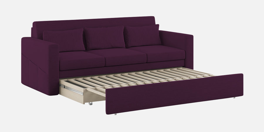 River Fabric 3 Seater Pull Out Sofa Cum Bed In Greek Purple Colour - Febonic Living