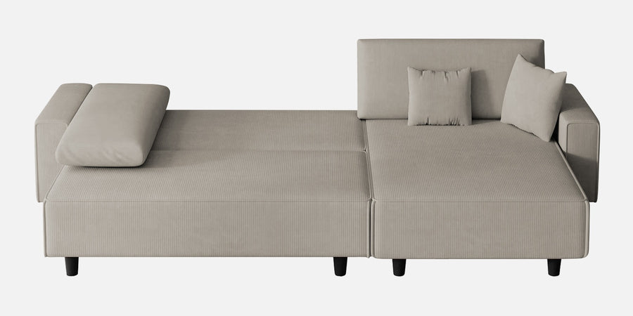 Peach Fabric Lhs 6 Seater Sofa Cum Bed With Storage In Ash Grey Colour - Febonic Living