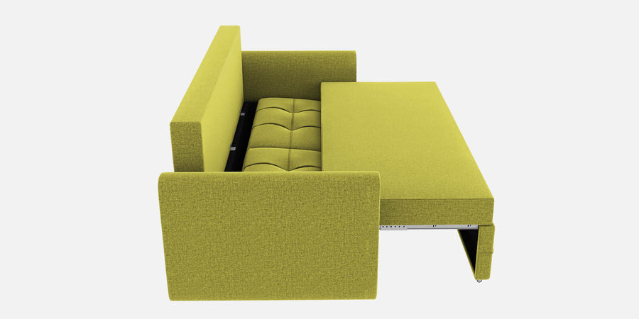 Ines Velvet 3 Seater Pull Out Sofa Cum Bed In Parrot Green Colour With Storage - Febonic Living