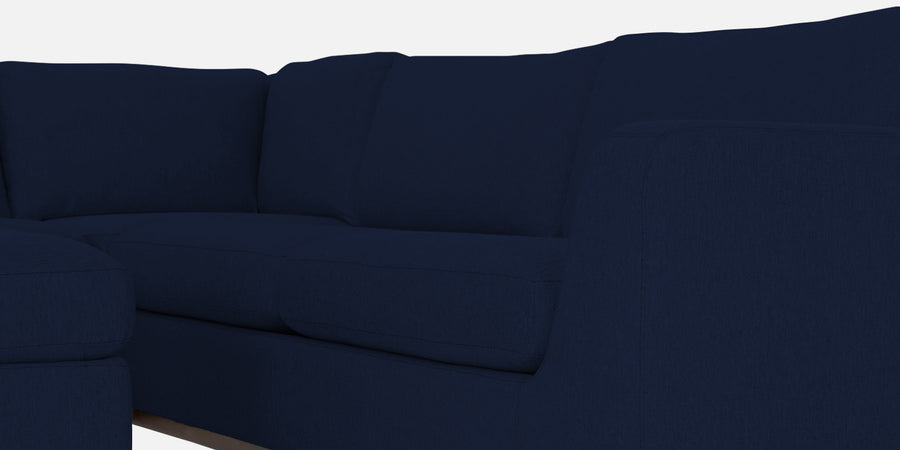 Freedom Velvet 6 Seater Rhs Corner Sofa In Indigo Blue Colour With Ottoman - Febonic Living