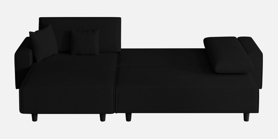 Peach Fabric Rhs 6 Seater Sofa Cum Bed With Storage In Zed Black Colour - Febonic Living