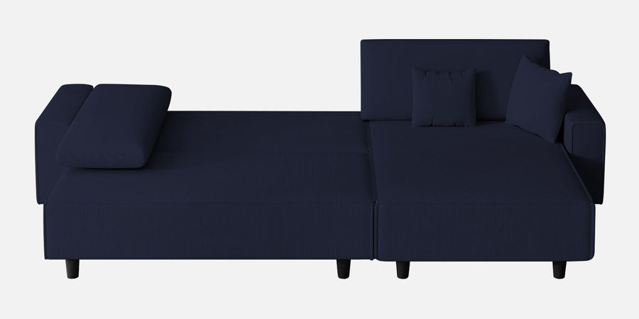 Peach Fabric Lhs 6 Seater Sofa Cum Bed With Storage In Royal Blue Colour - Febonic Living