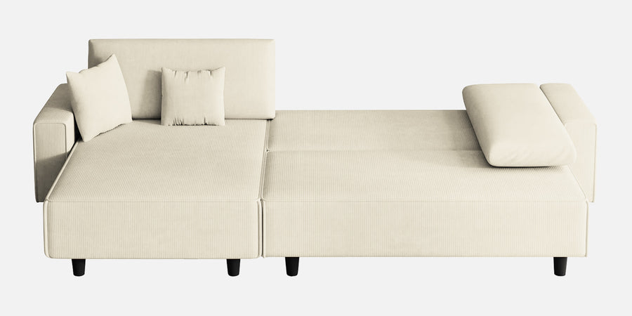 Peach Fabric Rhs 6 Seater Sofa Cum Bed With Storage In Ivory Cream Colour - Febonic Living