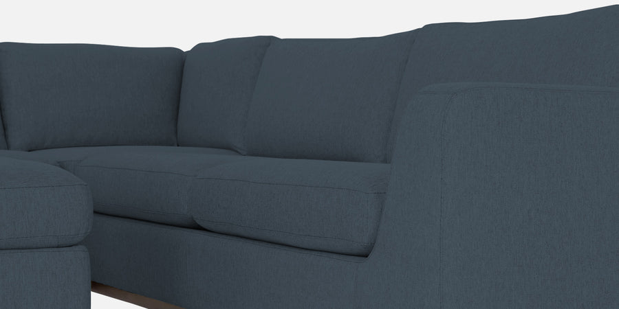 Freedom Velvet 6 Seater Rhs Corner Sofa In Oxford Blue Colour With Ottoman - Febonic Living