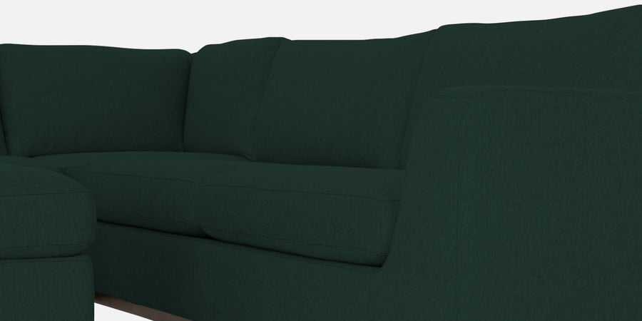 Freedom Velvet 6 Seater Rhs Corner Sofa In Forest Green Colour With Ottoman - Febonic Living