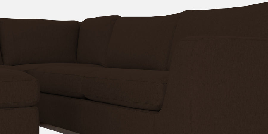 Freedom Velvet 6 Seater Rhs Corner Sofa In Cholocate Brown Colour With Ottoman - Febonic Living